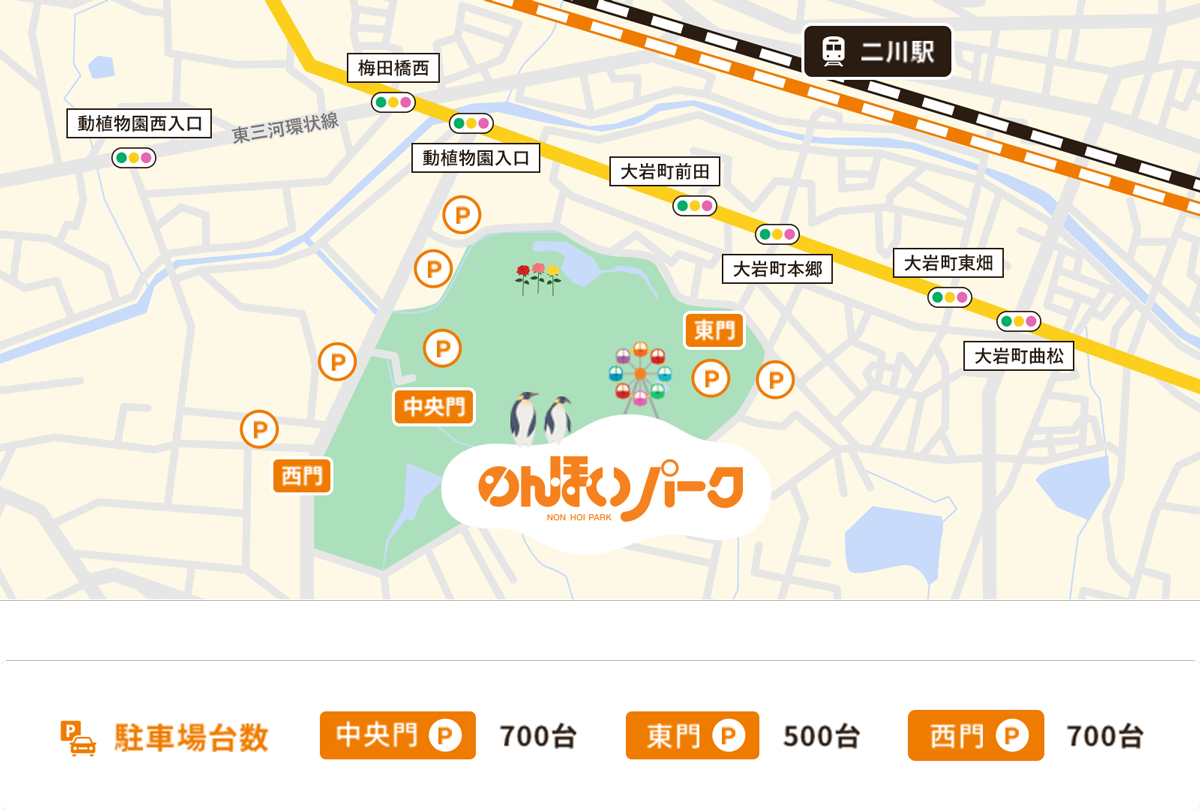 のんほいパーク 駐車場案内MAP